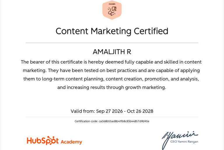 AMALJITH R Content Marketing