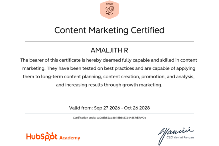 AMALJITH R Content Marketing